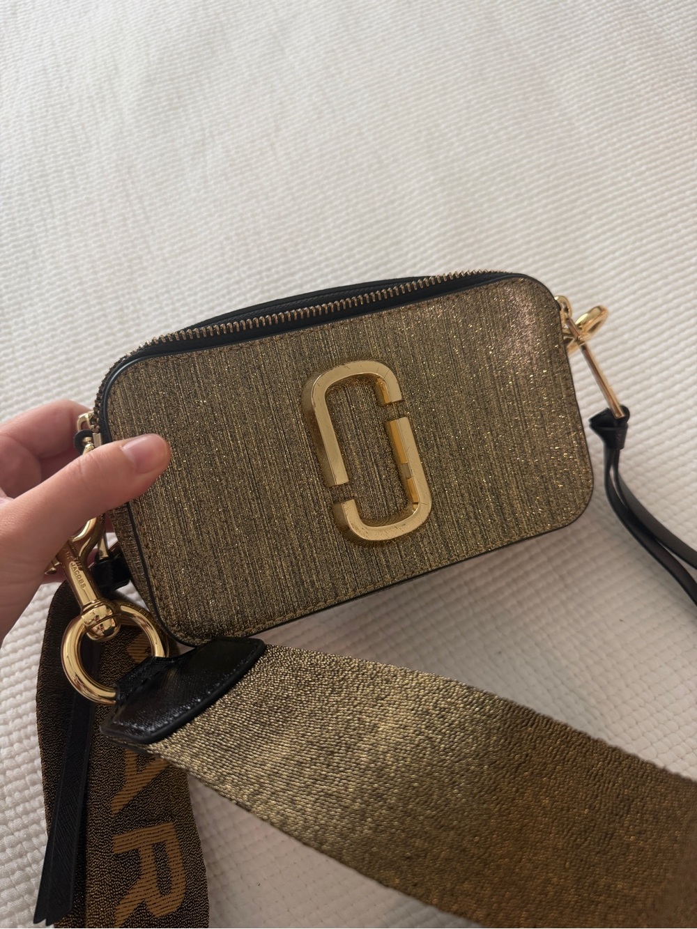 Marc Jacobs Gold Metallic Snapshot Crossbody with Branded Strap - Picture 6 of 6